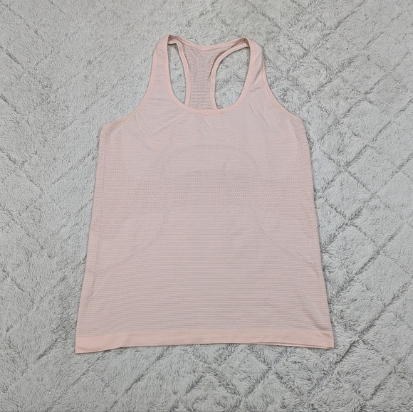 Lululemon Top Women's 10 Pink Light Swiftly Tech Racerback Tank Mesh Slim Fit - Picture 1 of 7